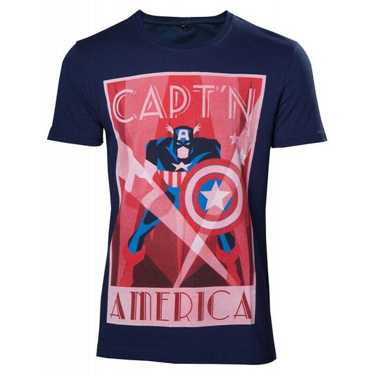 CAPTAIN AMERICA T-SHIRT WITH MARVEL SHIELD - MENS Large - Inspire Newquay