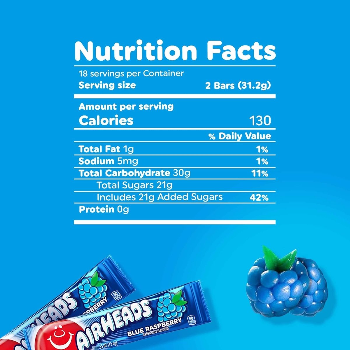 AirHeads Blue Raspberry Bar 15.6 g - Inspire Newquay