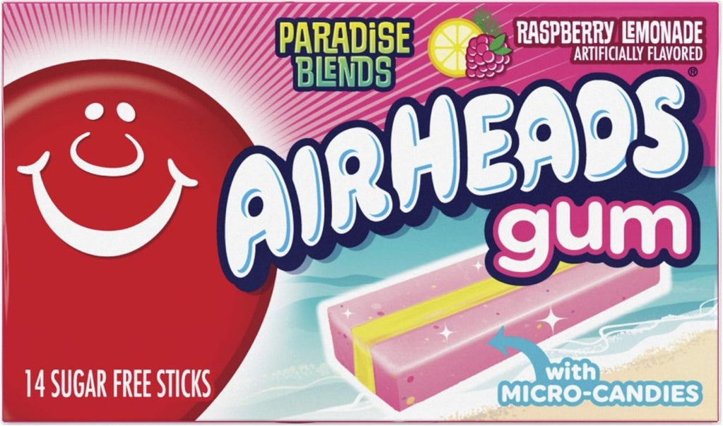 Airheads Sugar Free Gum - Paradise Blend Raspberry Lemonade Flavor, 14 Stick Package - Inspire Newquay
