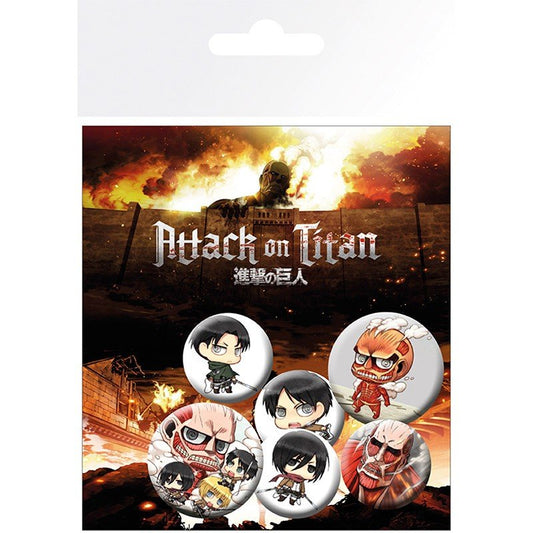 ATTACK ON TITAN - Badge Pack - Chibi Characters - Inspire Newquay