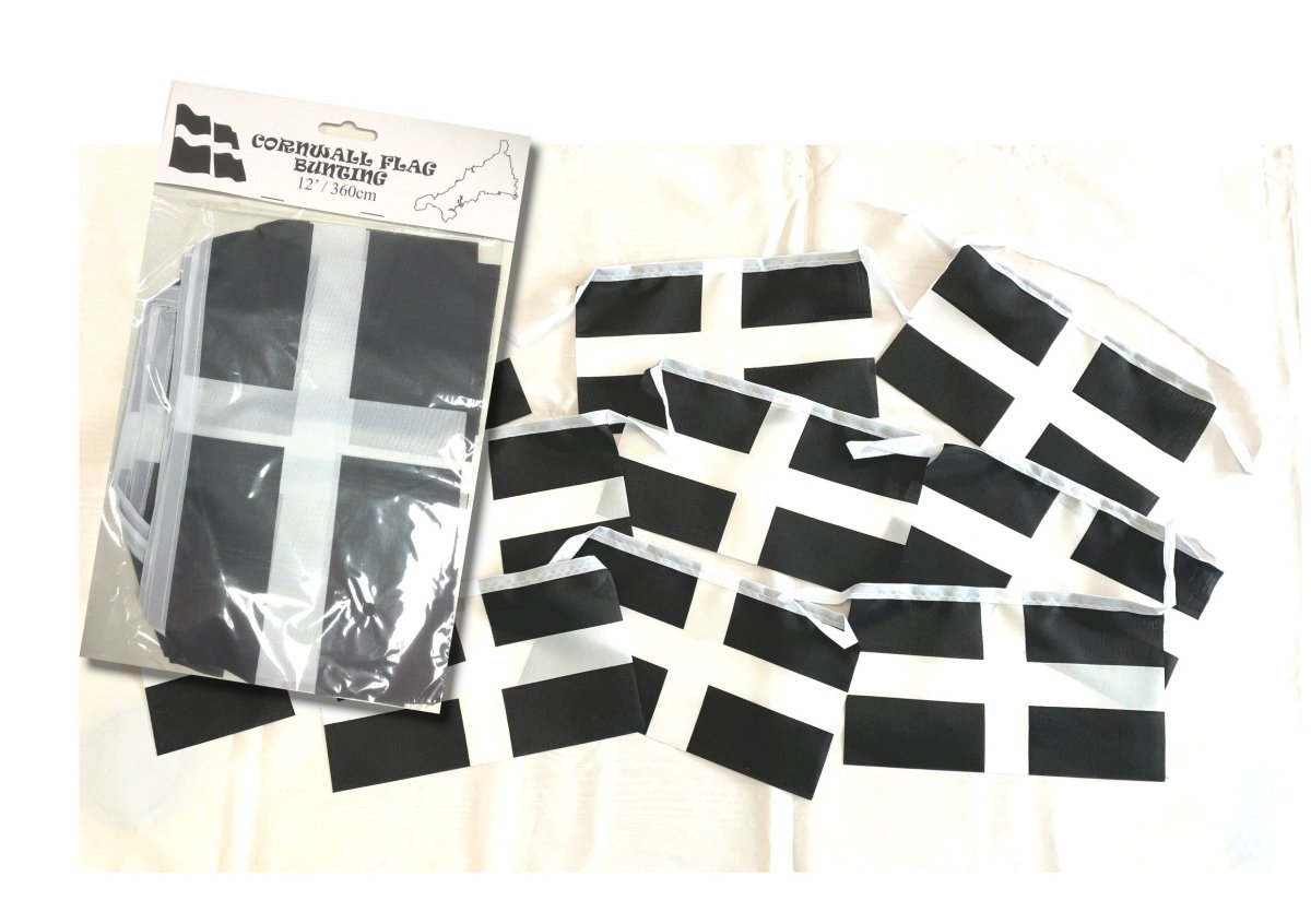Cornwall Flag Fabric Bunting 12ft - Inspire Newquay