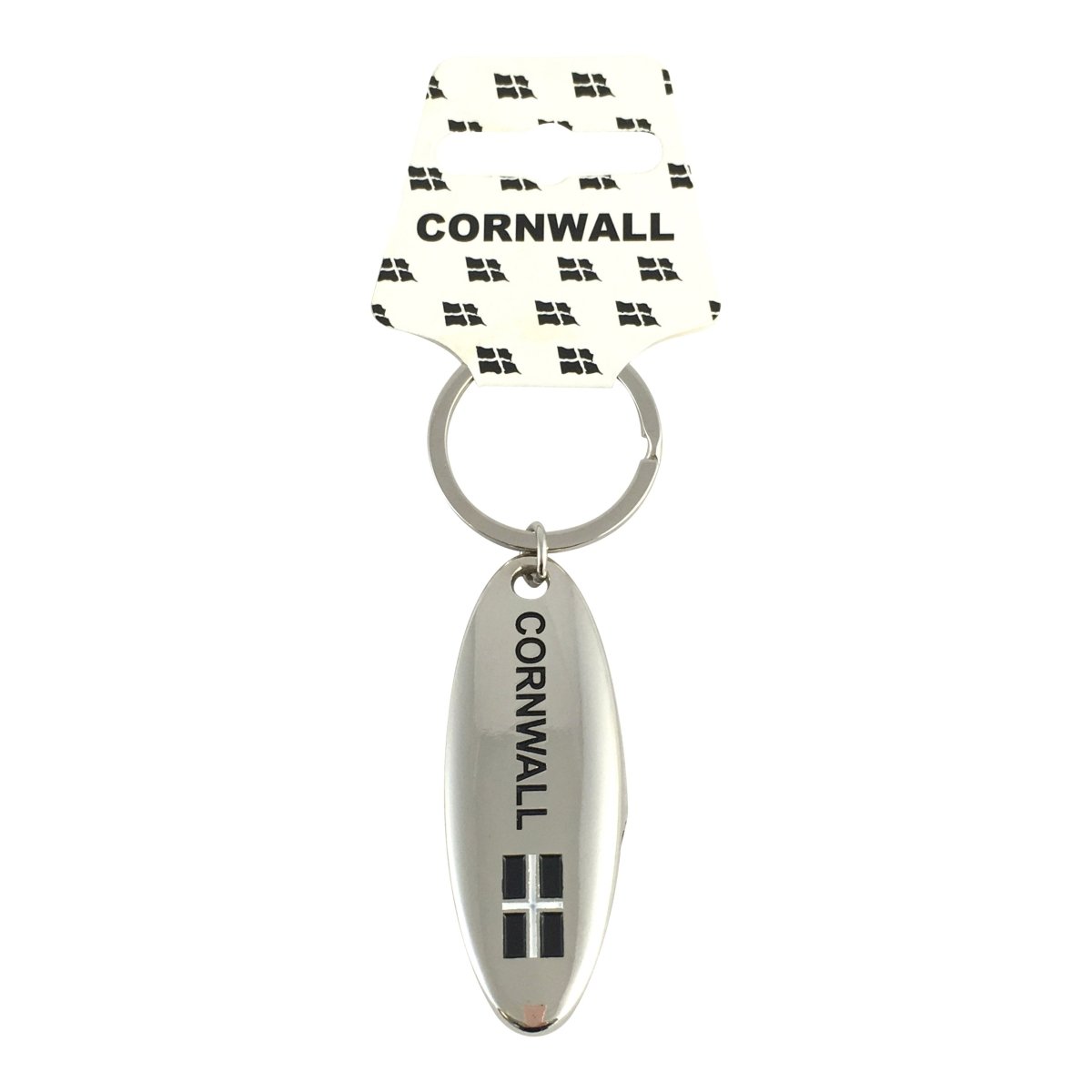 Cornwall Oval Bottle Opener Metal Keyring - Inspire Newquay