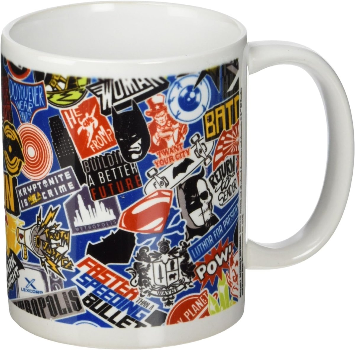 DC Comics Batman V Superman Stickers Ceramic Mug, Multi-Colour - Inspire Newquay