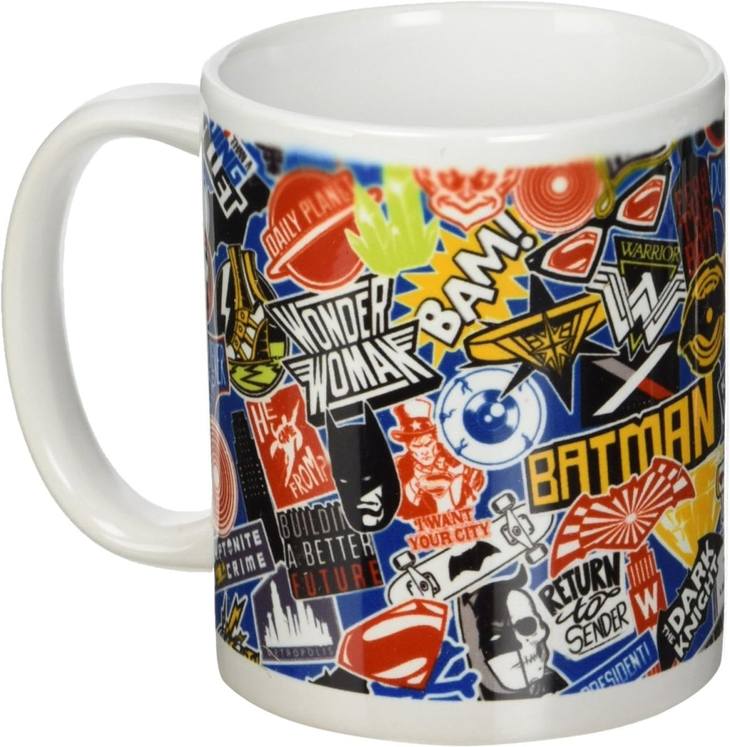 DC Comics Batman V Superman Stickers Ceramic Mug, Multi-Colour - Inspire Newquay