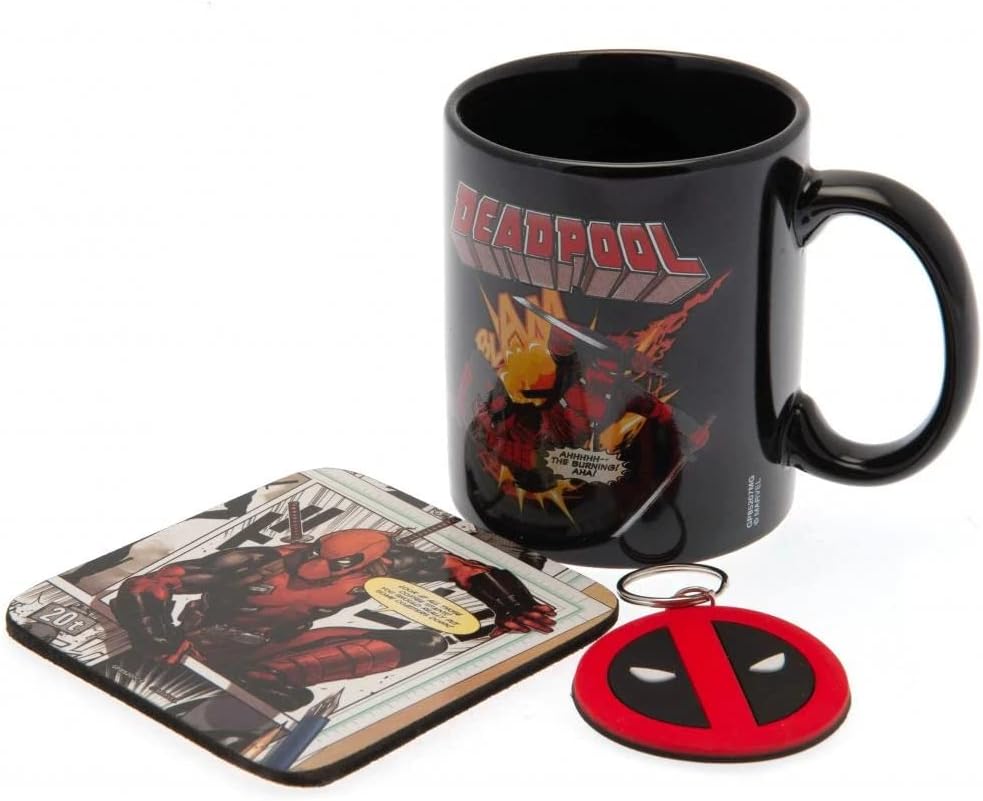 Deadpool (Merc Goals) Mug Coaster Keychain Gift Set - Inspire Newquay