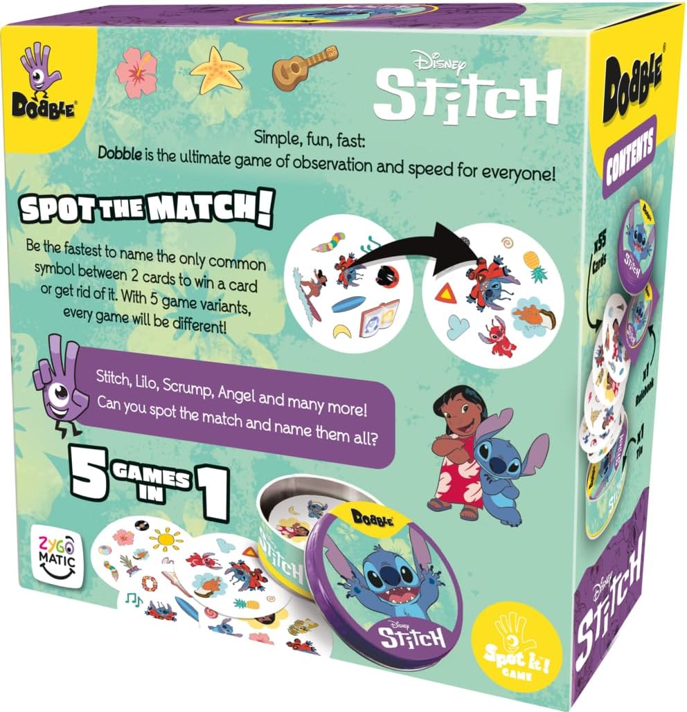 Dobble Lilo and Stitch | Family Card Game | Ages 6+ | 2 - 8 Players - Inspire Newquay