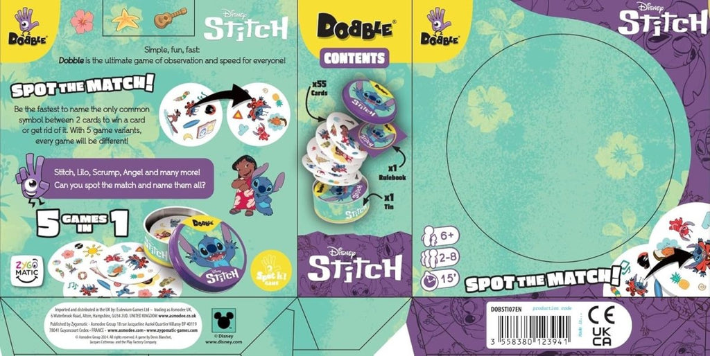 Dobble Lilo and Stitch | Family Card Game | Ages 6+ | 2 - 8 Players - Inspire Newquay