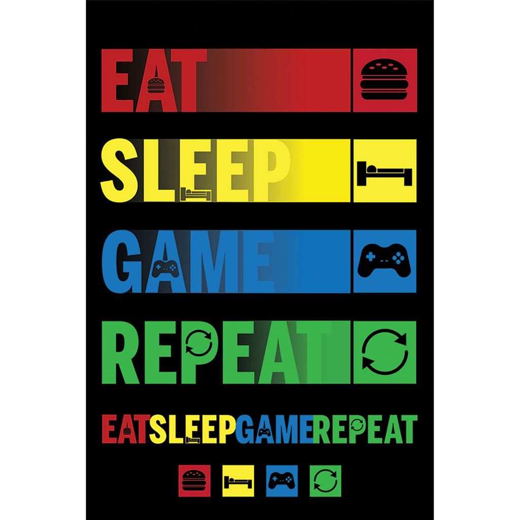 Eat Sleep Game Repeat Maxi Poster - Inspire Newquay