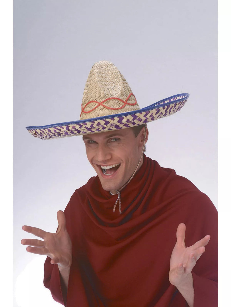 Embroidered Straw Sombrero, Brown Assorted, One Size - Inspire Newquay