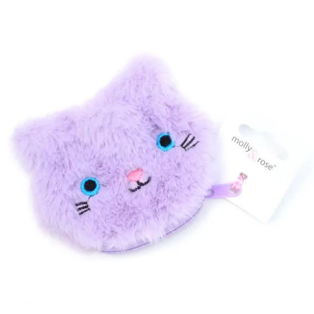 Fluffy Cat Face Purses with Zip (1 Random Supplied) - Inspire Newquay