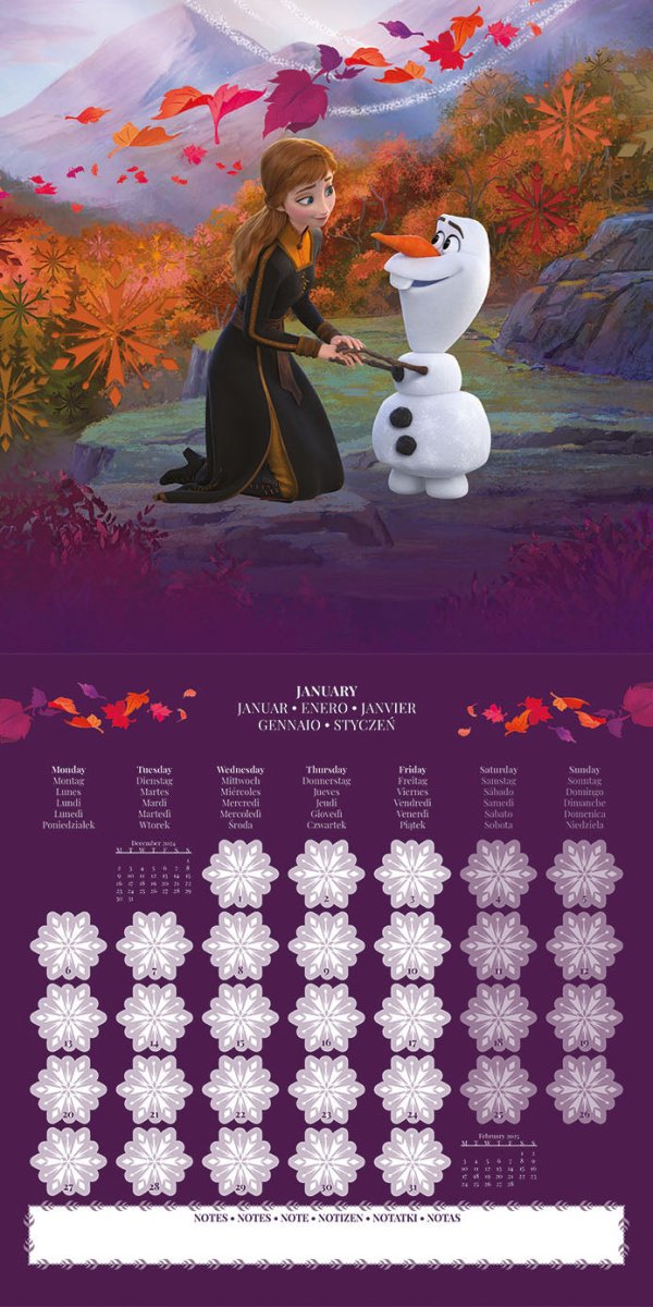 Frozen 2025 30X30 Square Calendar - Inspire Newquay