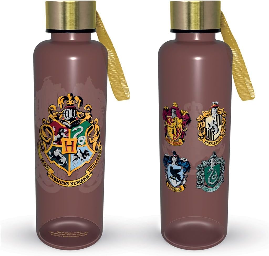 Harry Potter (Colourful Crest Dark) Slim Plastic Bottle - Inspire Newquay
