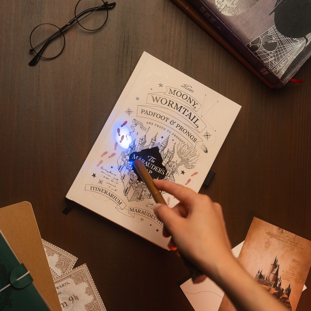 Harry Potter Marauders Map A5 premium notebook + wand pen - Inspire Newquay