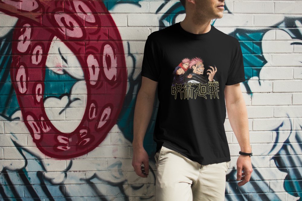 JUJUTSU KAISEN - Unisex black T-shirt - Itadori & Sukuna - Inspire Newquay