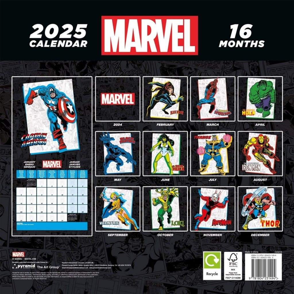 Marvel 2025 30X30 Square Calendar - Inspire Newquay