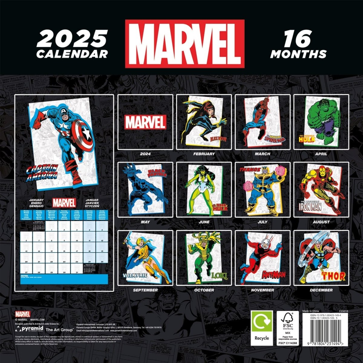 Marvel 2025 30X30 Square Calendar - Inspire Newquay
