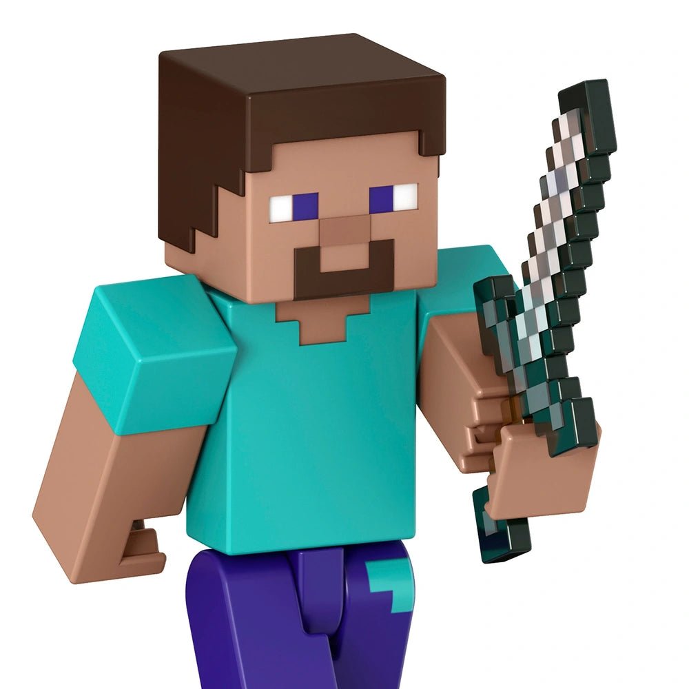Minecraft Action Figure Steve with Sword and Chest 8cm - Inspire Newquay