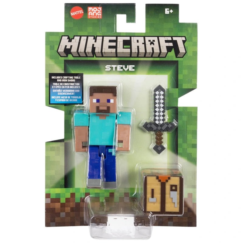 Minecraft Action Figure Steve with Sword and Chest 8cm - Inspire Newquay