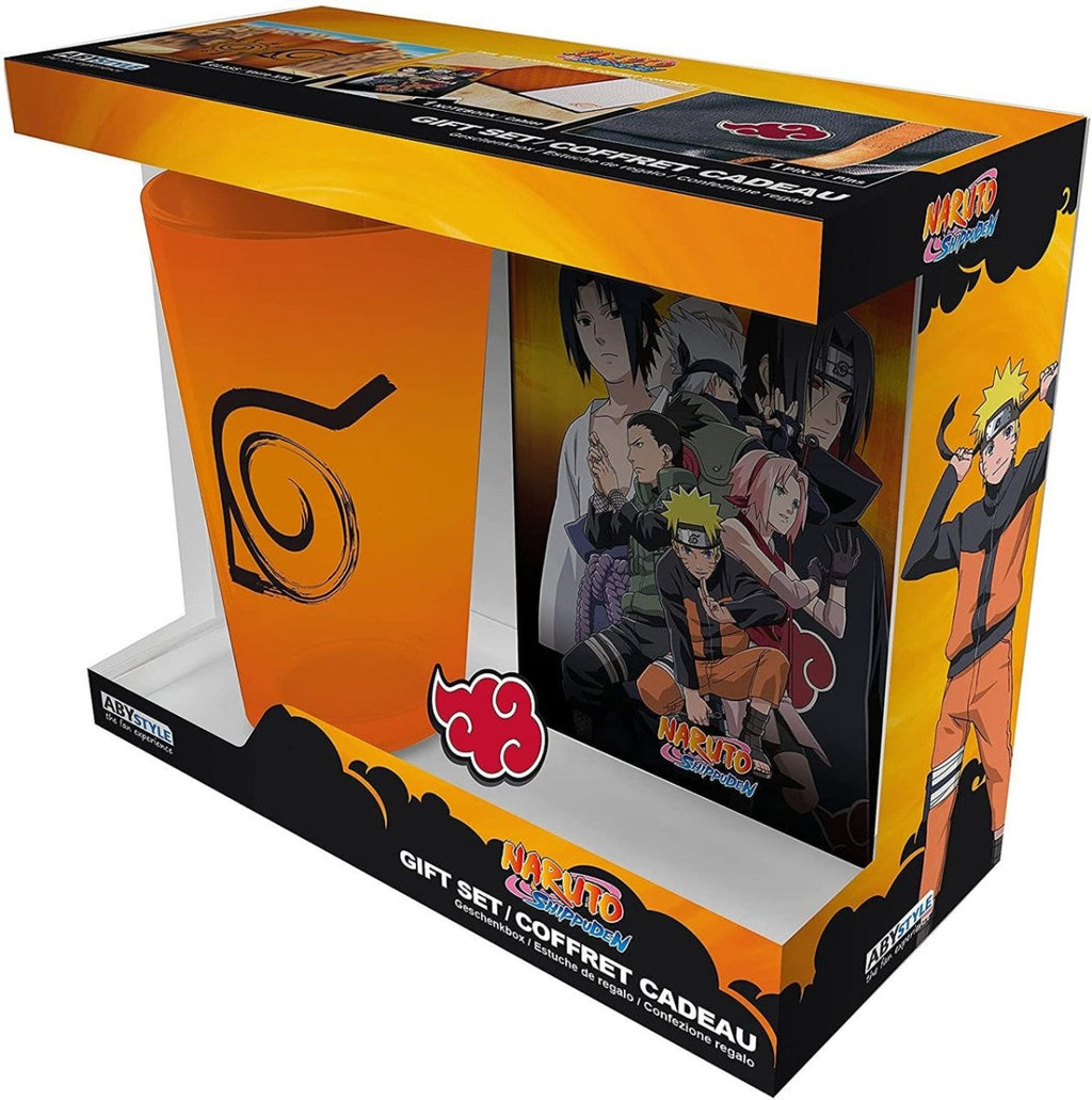 Naruto Shippuden - Glass 400ml + A6 Notebook + Pin Badge - Inspire Newquay