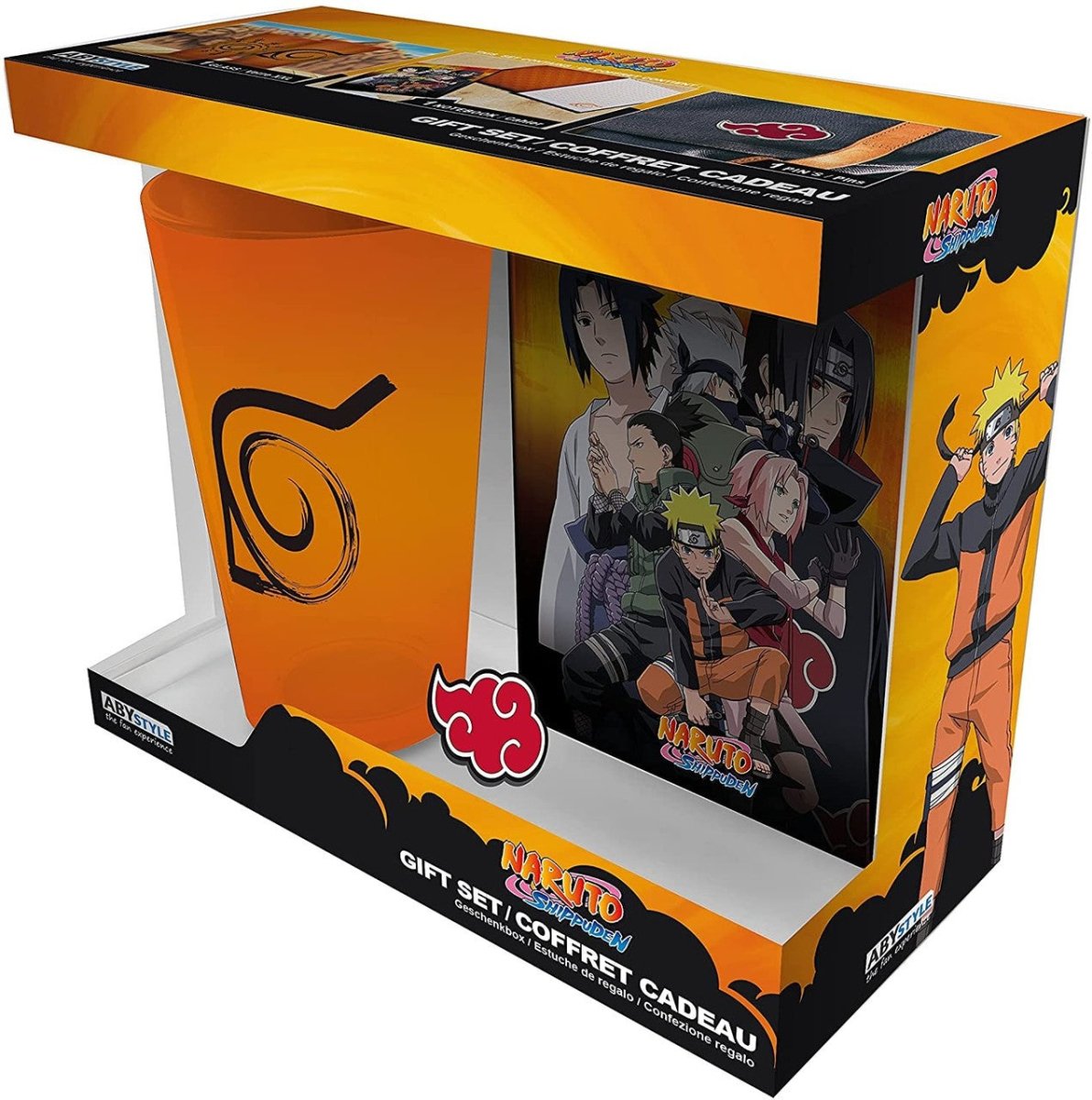 Naruto Shippuden - Glass 400ml + A6 Notebook + Pin Badge - Inspire Newquay