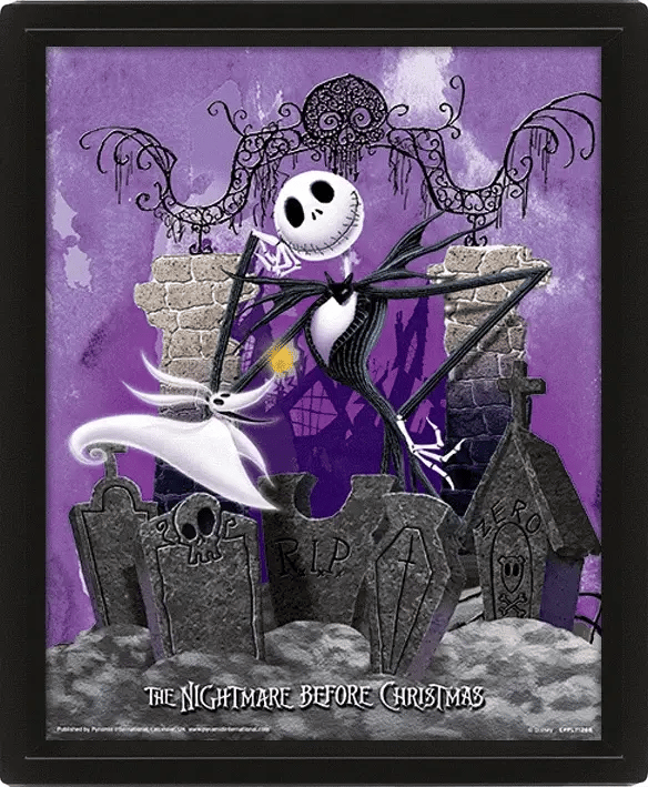 Nightmare Before Christmas Graveyard 3D Lenticular Poster - Inspire Newquay