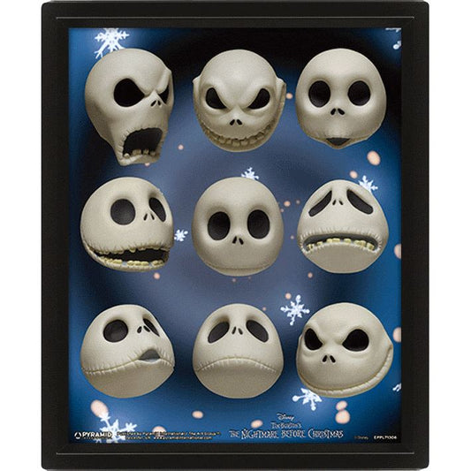 Nightmare Before Christmas (Jack Expressions) 3D Print - Framed - Inspire Newquay