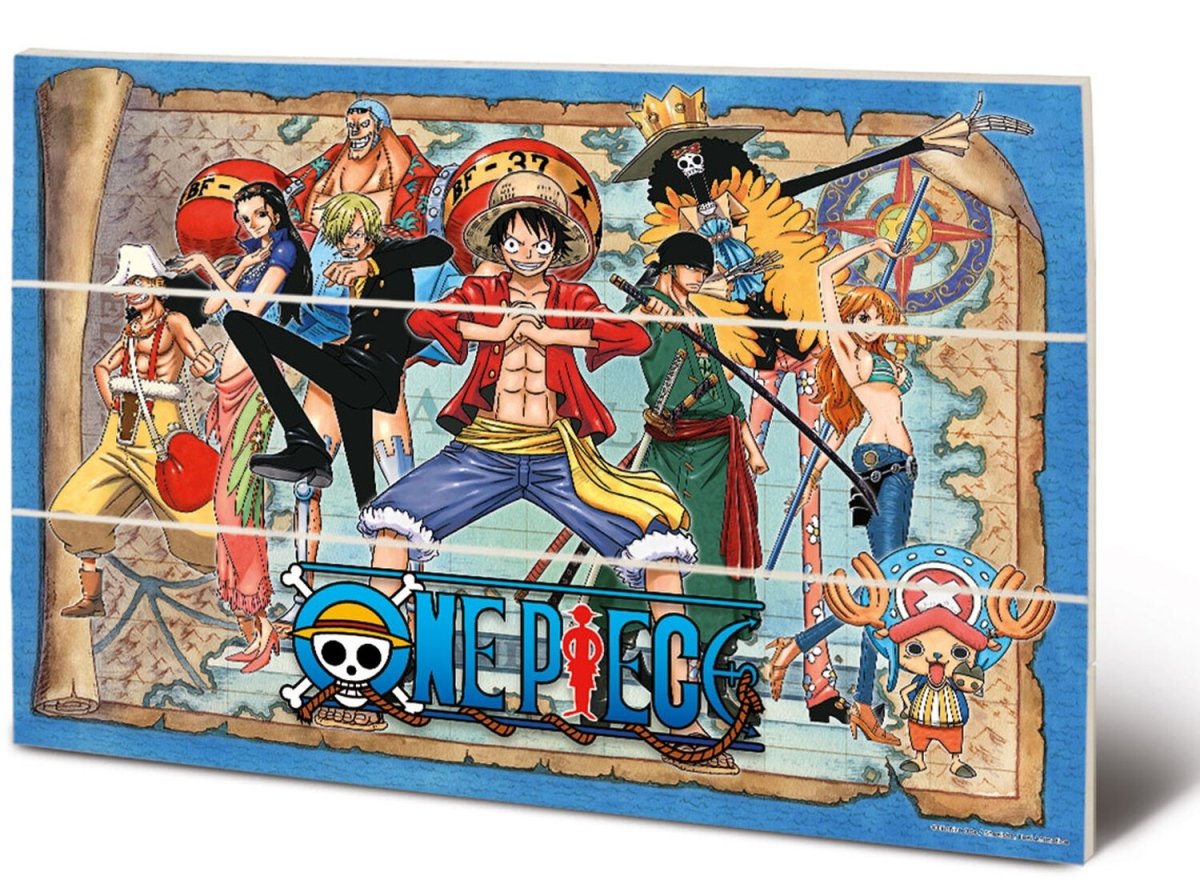 One Piece Wooden Wall Art Straw Hat Pirates Map 20 x 30 xm - Inspire Newquay
