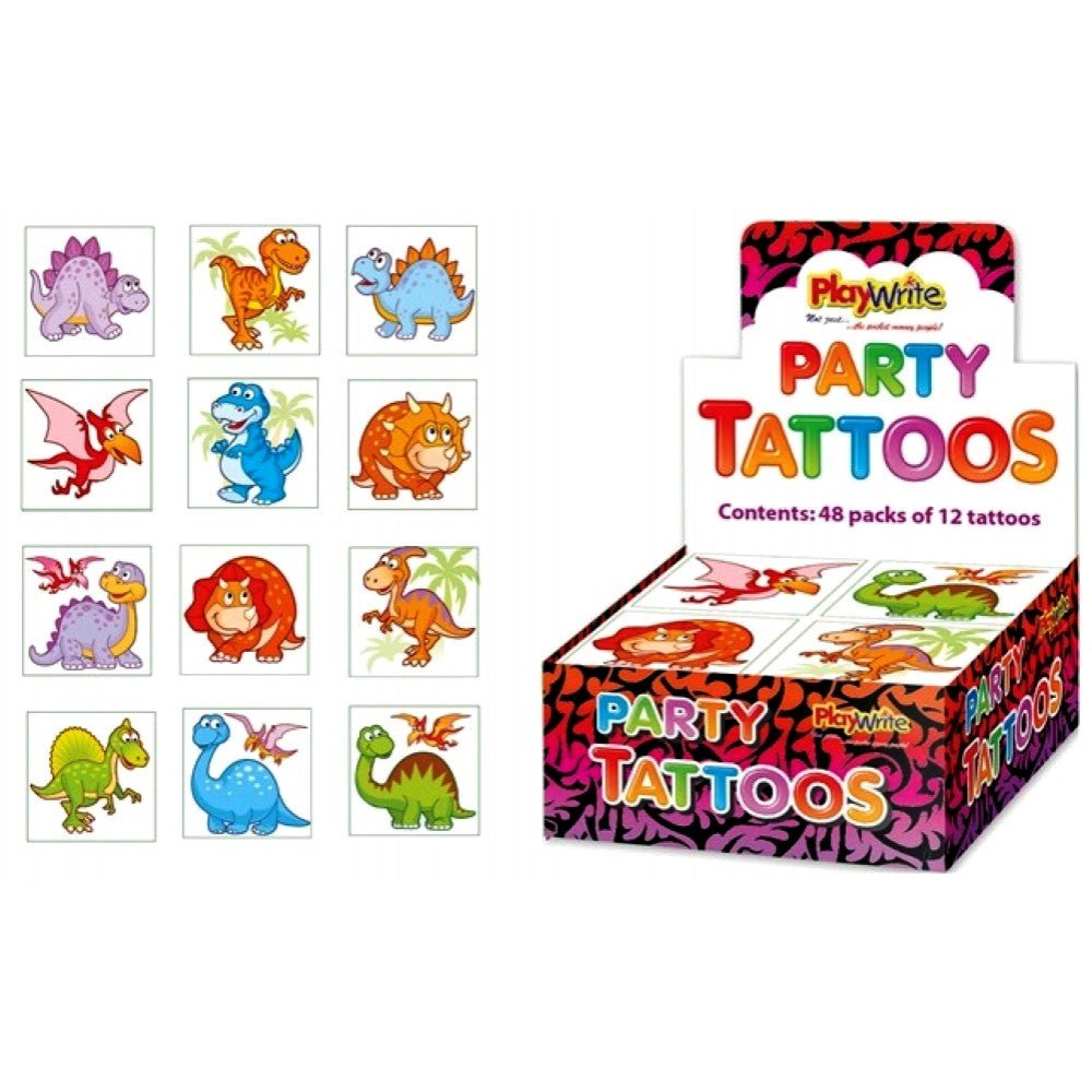 Party Tattoos 12 - piece Dinosaur Assortmen - Inspire Newquay