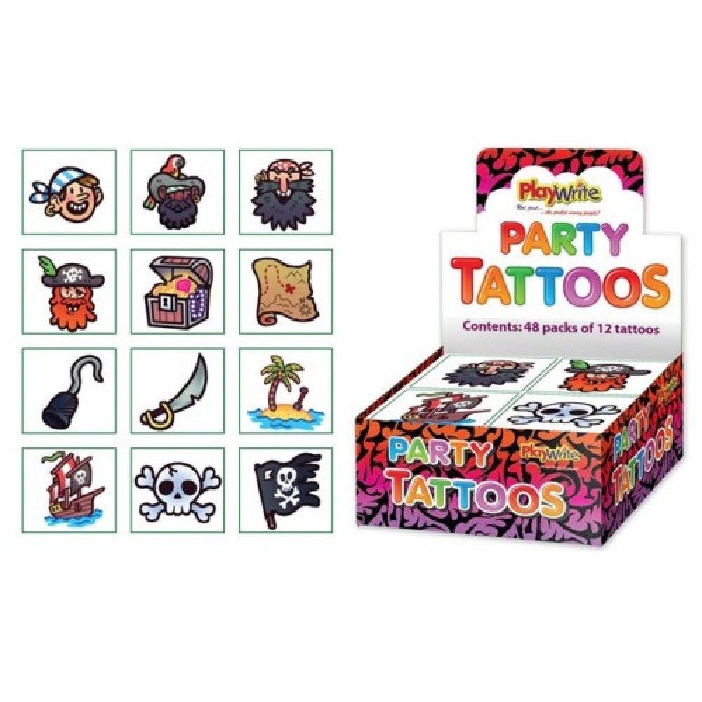 Party Tattoos 12 - piece Pirate Assortment (1 Pack Supplied) - Inspire Newquay