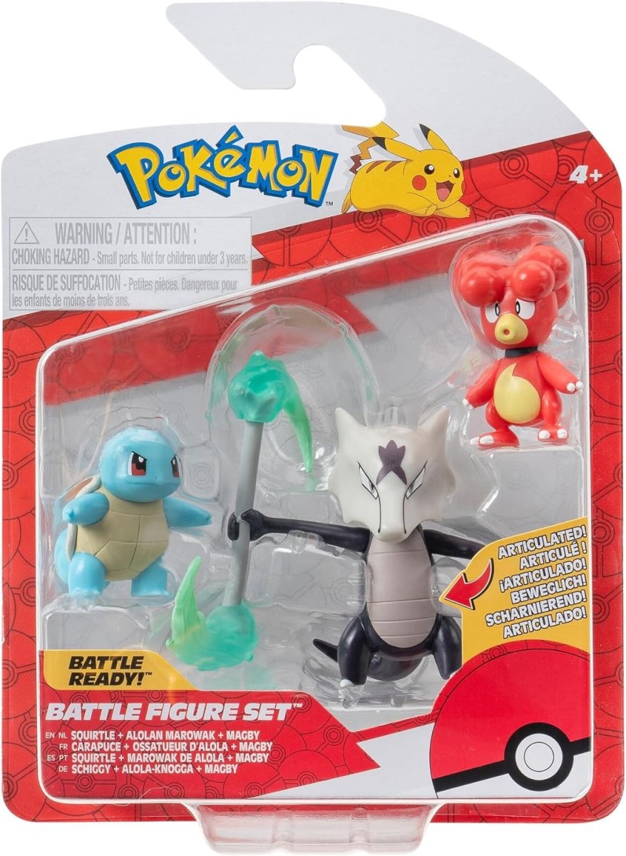 Pokémon Battle Figure 3 Pack - 2-Inch Magby, Squirtle and Alolan Marowak - Inspire Newquay