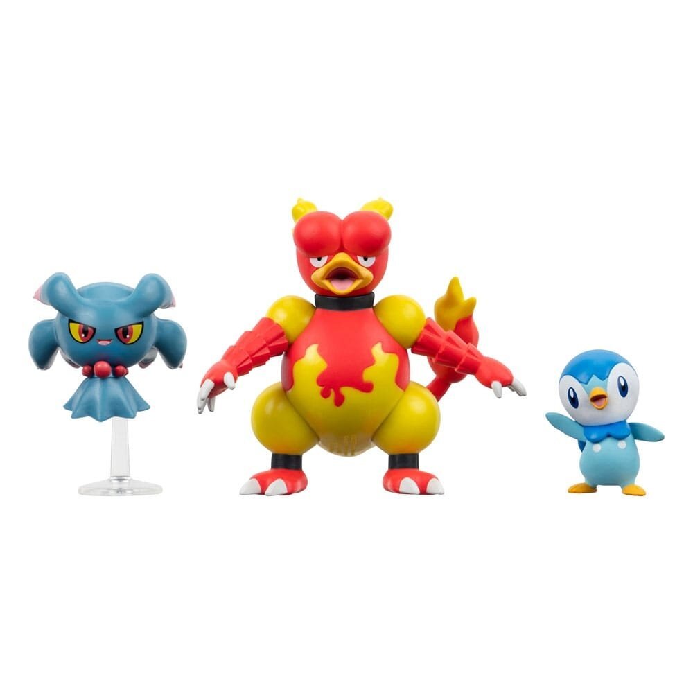 Pokémon Battle Figure Set 3 - Pack Piplup, Misdreavus, Magmar 5 cm - Inspire Newquay