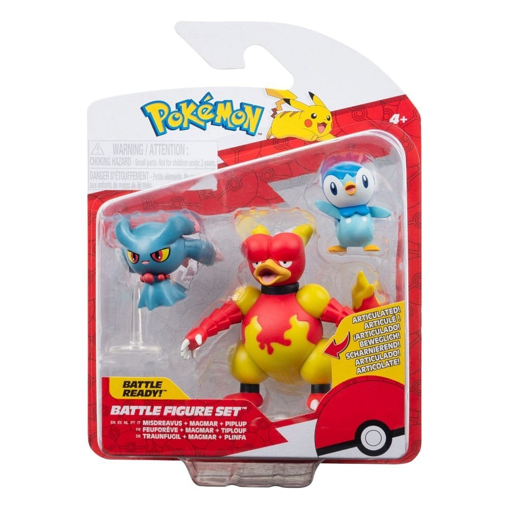 Pokémon Battle Figure Set 3 - Pack Piplup, Misdreavus, Magmar 5 cm - Inspire Newquay