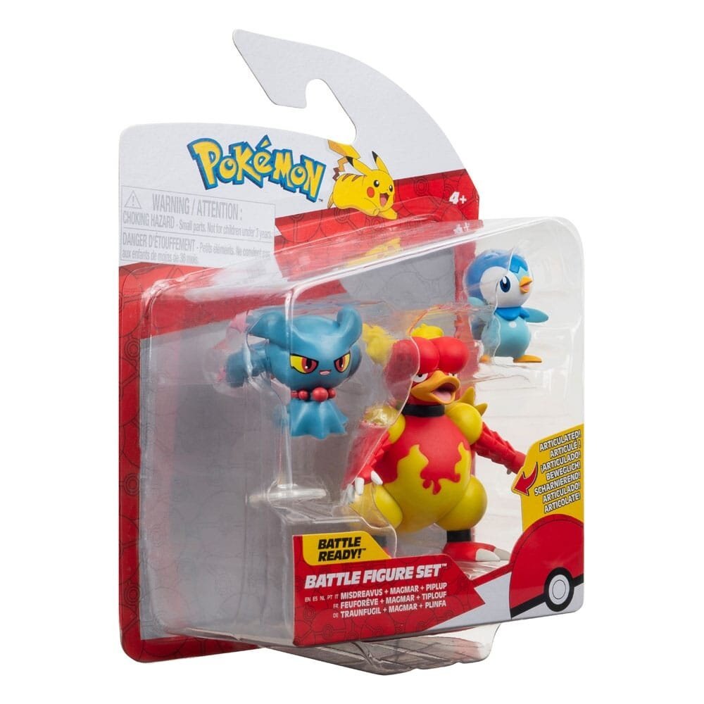 Pokémon Battle Figure Set 3 - Pack Piplup, Misdreavus, Magmar 5 cm - Inspire Newquay