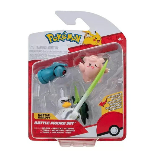 Pokemon Battle Figure Set Clefairy Beldum Sirfetch'd - Inspire Newquay