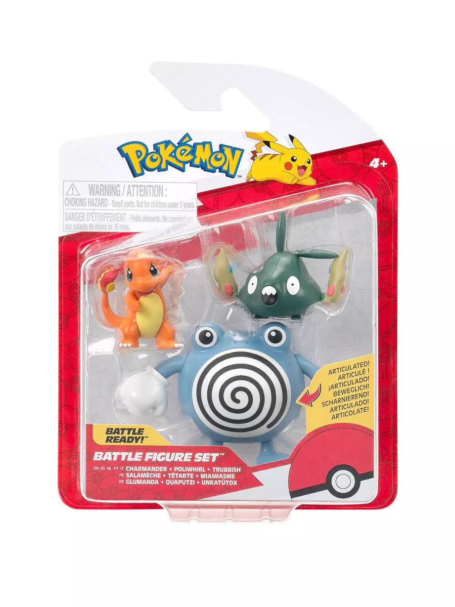 Pokémon Battle Figures 3 Pack Charmander, Trubbish and Poliwhirl - Inspire Newquay