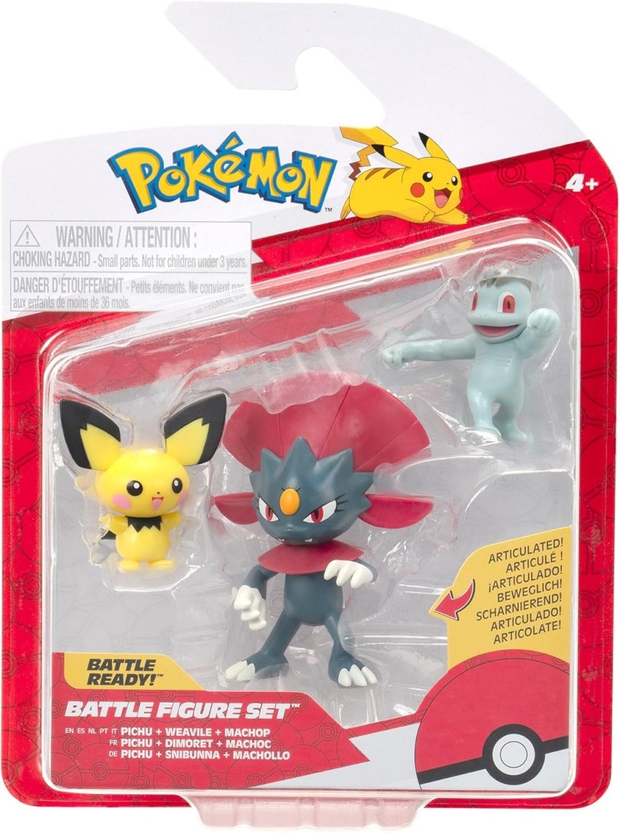 Pokémon Battle Figures 3 Pack Pichu, Machop and Weavile - Inspire Newquay