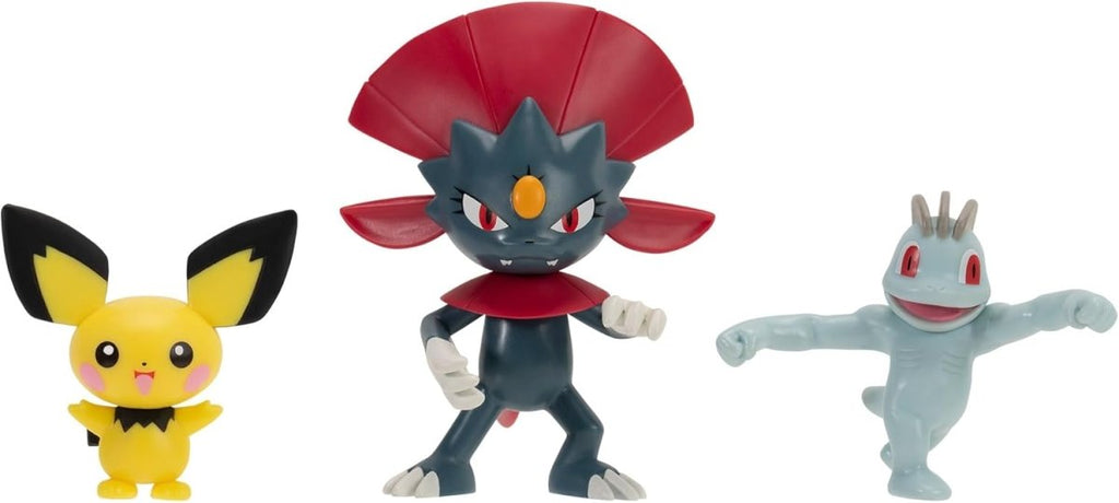 Pokémon Battle Figures 3 Pack Pichu, Machop and Weavile - Inspire Newquay