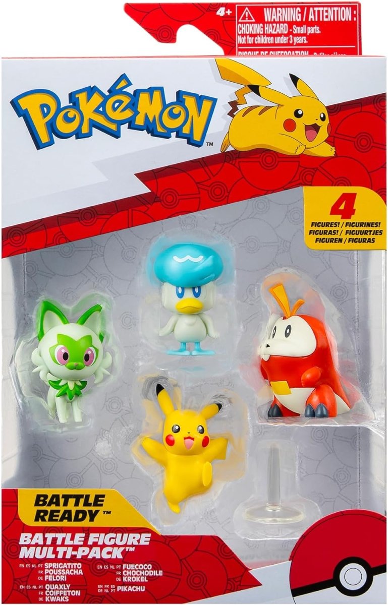 Pokémon Paldea Battle Figure 4 Pack - 2-Inch Pikachu, Fuecoco, Sprigatito, and Quaxly Battle Figures - Inspire Newquay