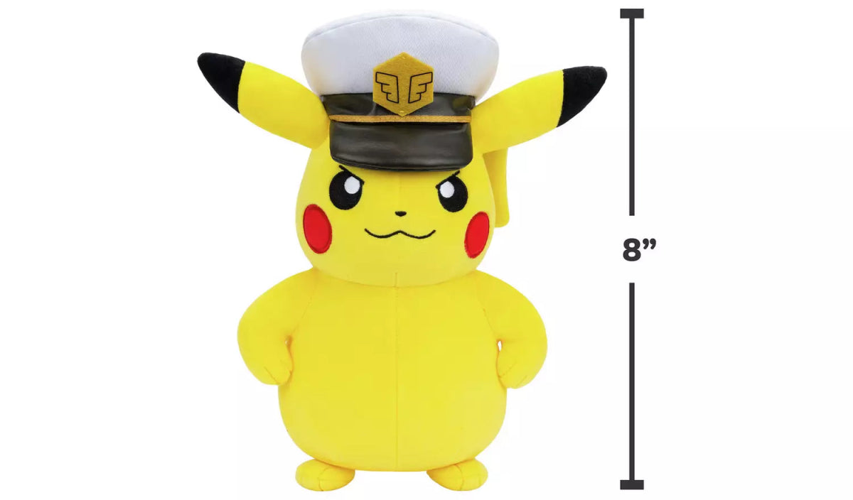 Pokemon Pikachu 8 Inch Plush with Captain Hat - Inspire Newquay