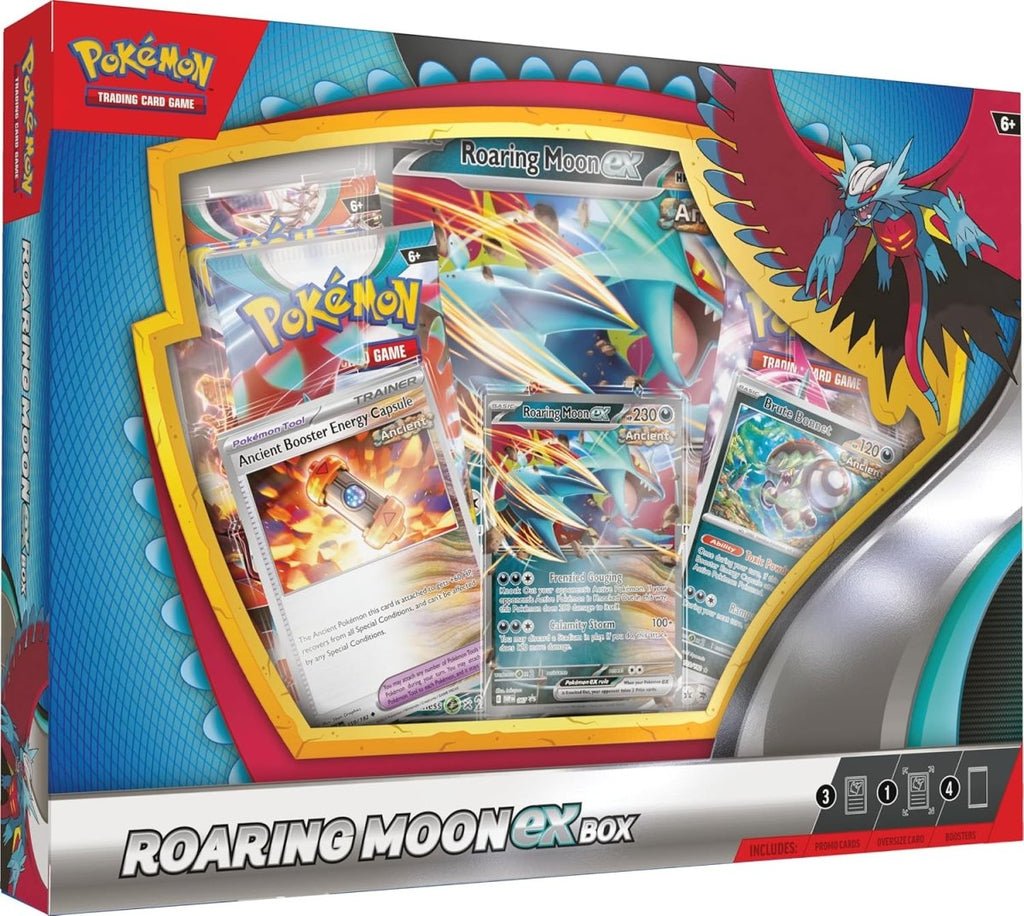 Pokémon TCG: Roaring Moon ex Box (1 Foil Promo Card, 1 Oversize Foil Card & 4 Booster Packs) - Inspire Newquay