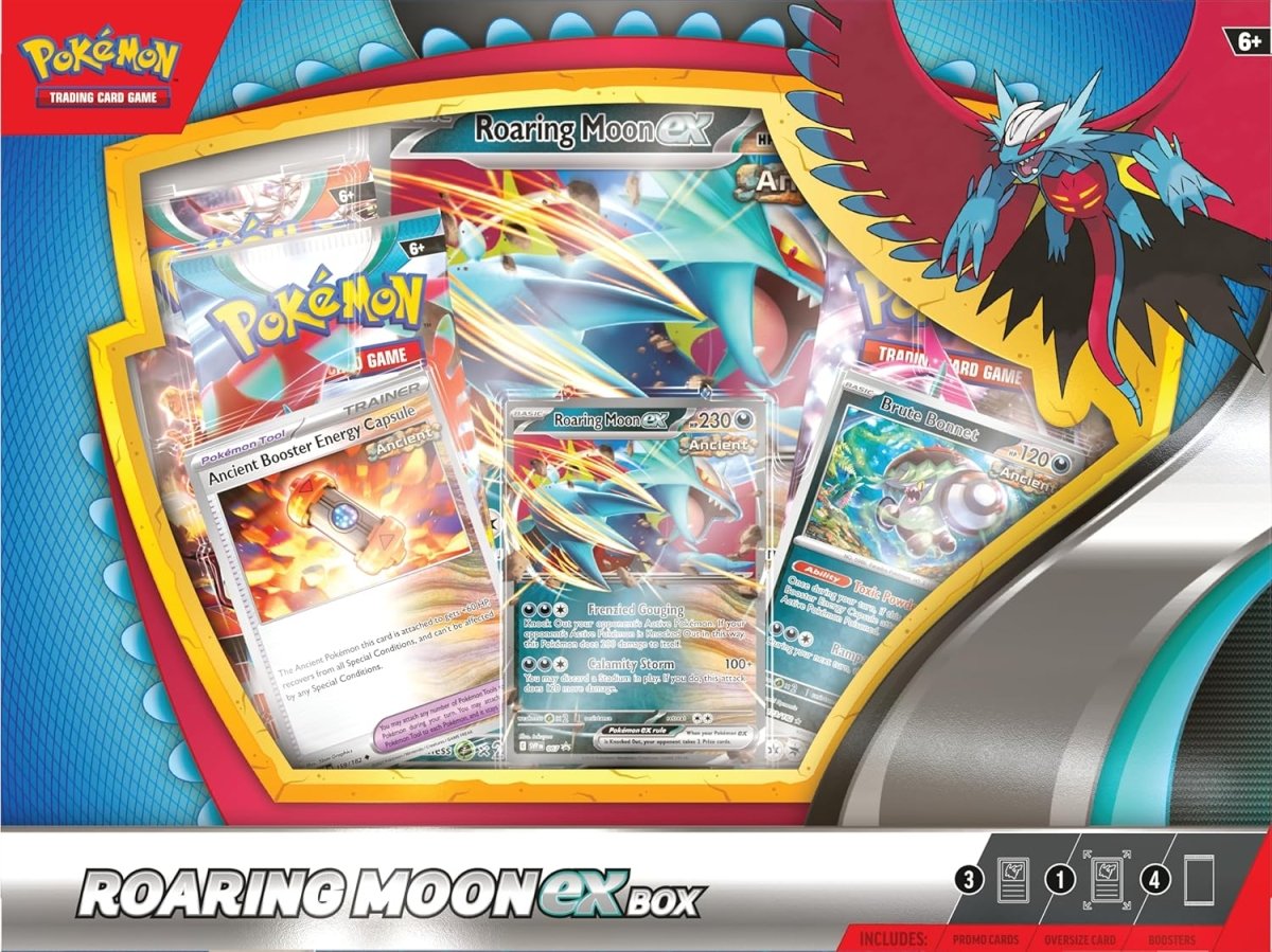 Pokémon TCG: Roaring Moon ex Box (1 Foil Promo Card, 1 Oversize Foil Card & 4 Booster Packs) - Inspire Newquay