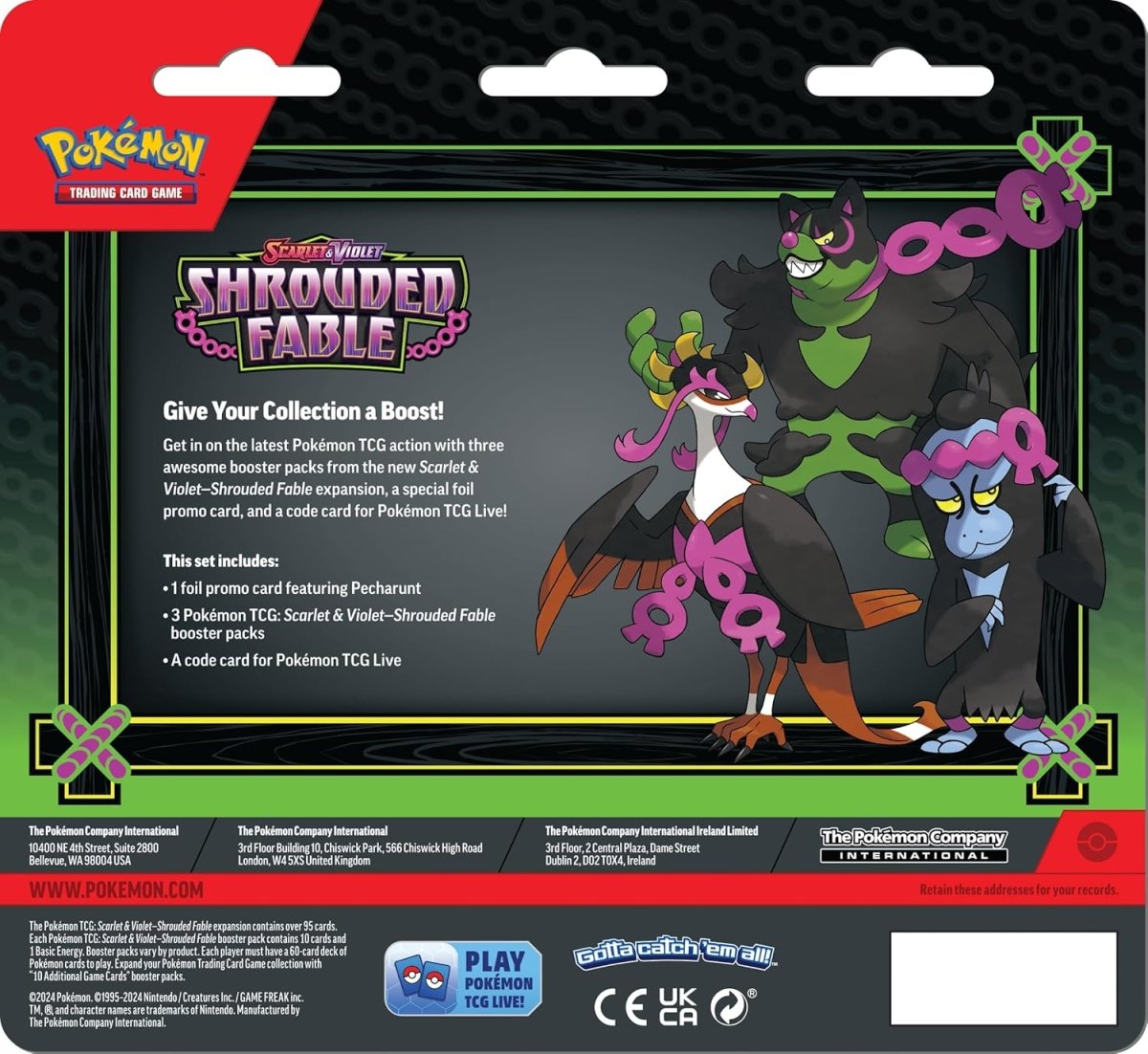 Pokemon TCG: Scarlet & Violet Shrouded Fable 3 - Pack Blister - Pecharunt - Inspire Newquay