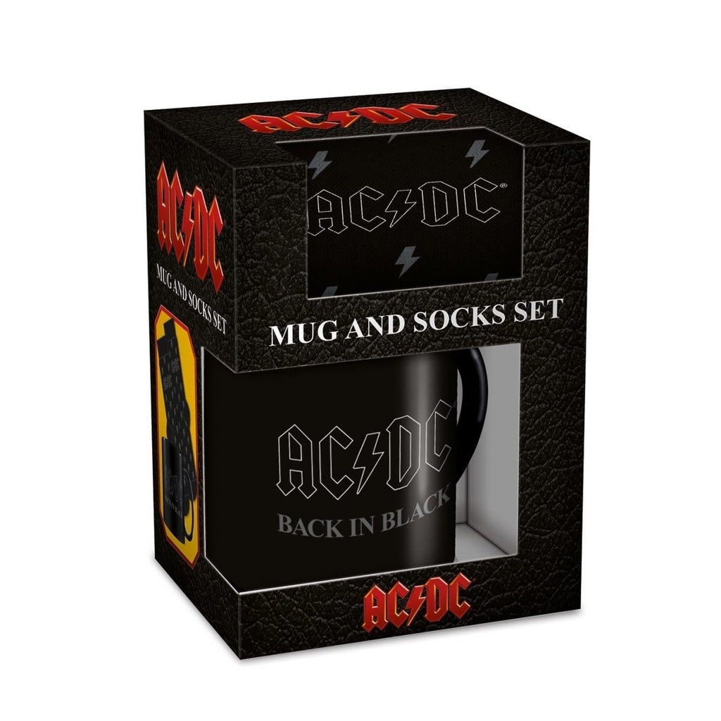 PRE ORDER AC/DC (Back In Black) Mug & Sock Set - Inspire Newquay