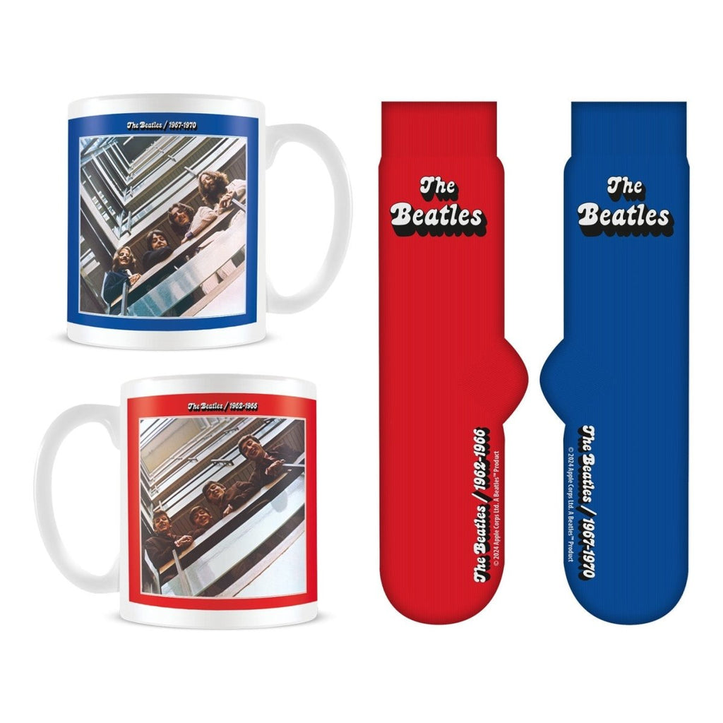PRE ORDER The Beatles (Red And Blue) Mug & Sock Set - Inspire Newquay