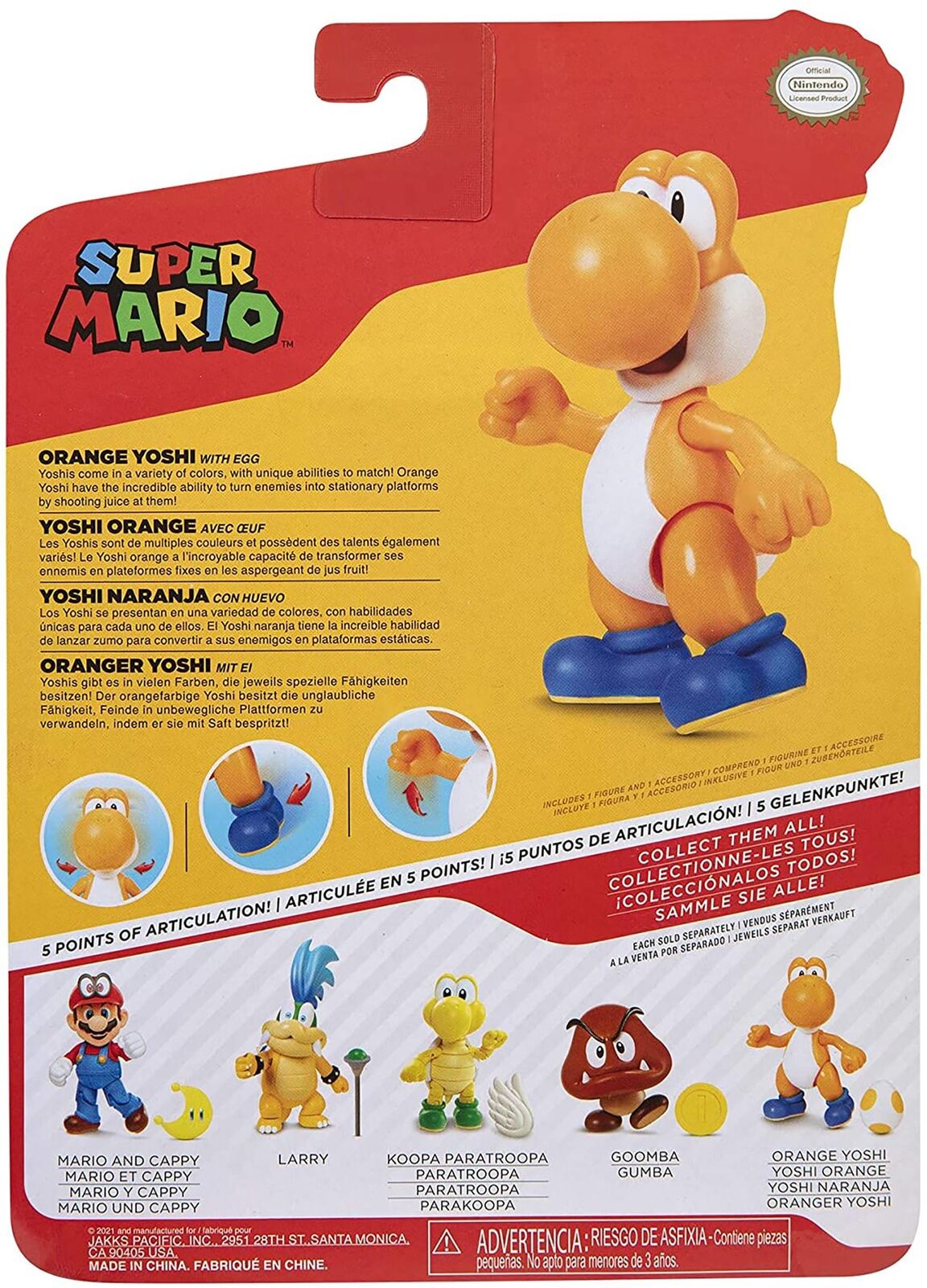 Nintendo Super Mario 10cm Figure Orange Yoshi with Egg
