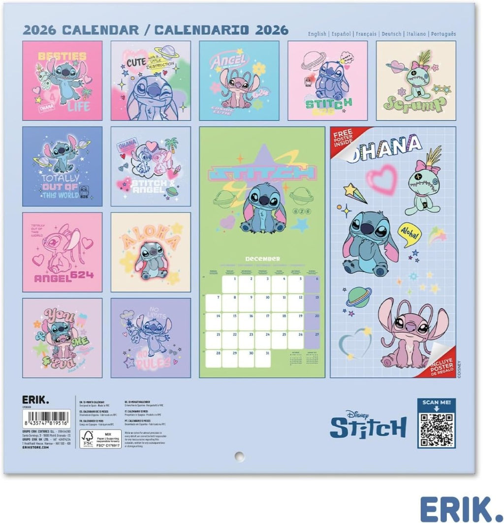 SALE! Wall Calendar 2026 - Disney Stitch Calendar 2026 - Inspire Newquay