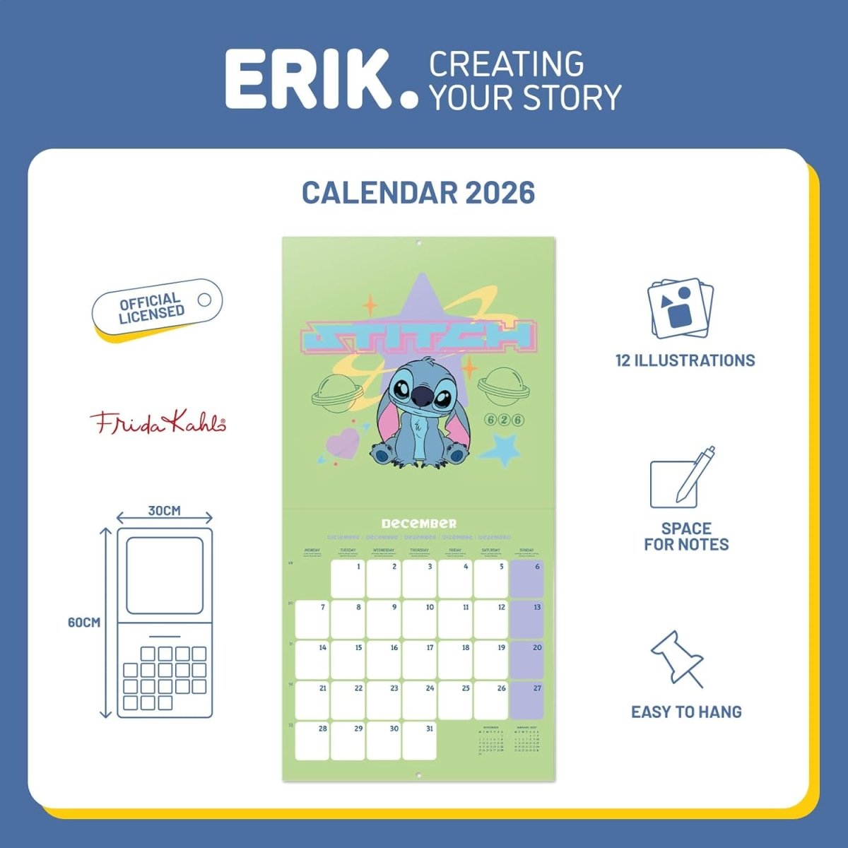 SALE! Wall Calendar 2026 - Disney Stitch Calendar 2026 - Inspire Newquay