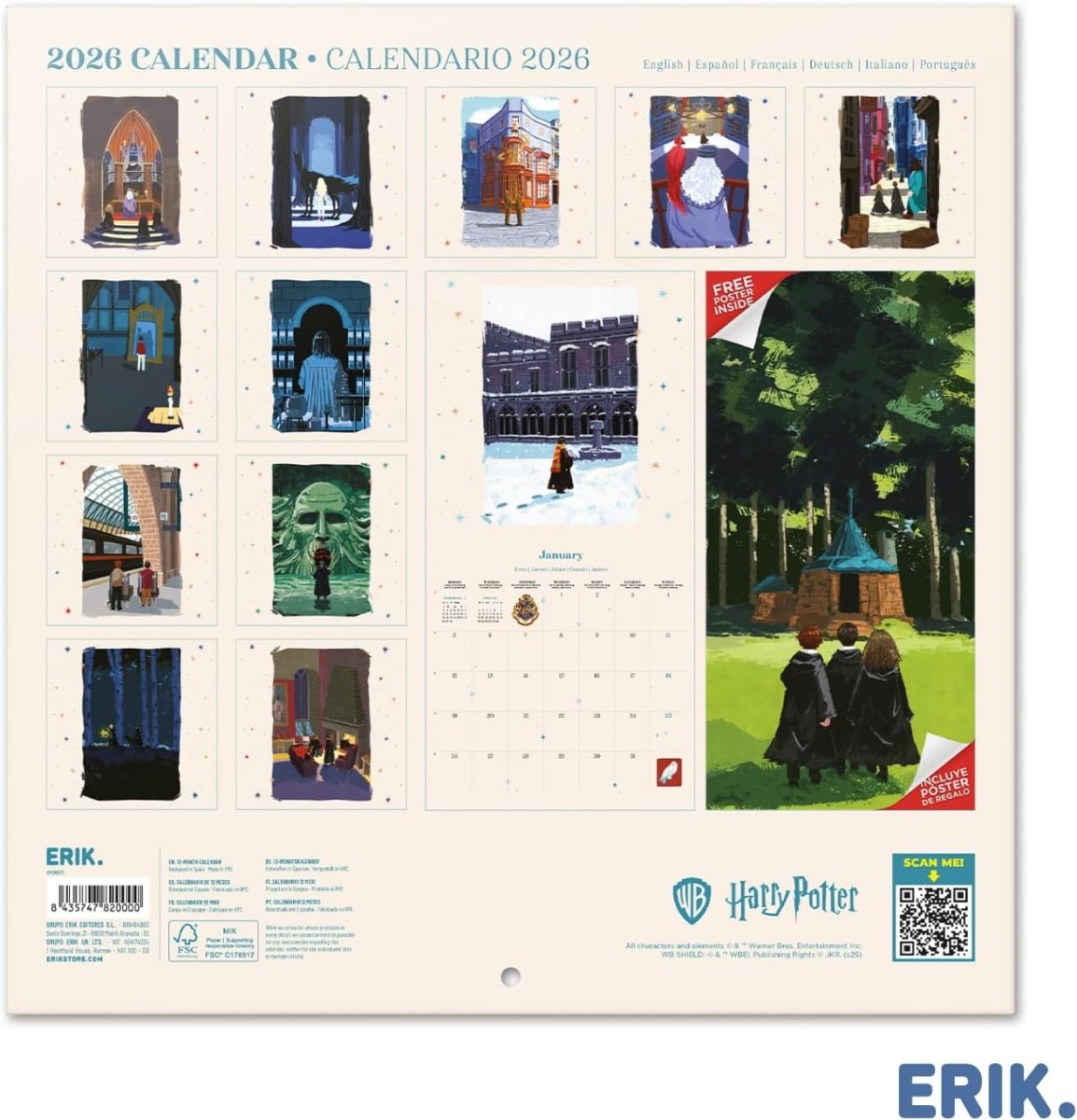 SALE! Wall Calendar 2026 - Harry Potter Calendar 2026 | Square 30 x 30 cm - 12 x 12 inches - Inspire Newquay