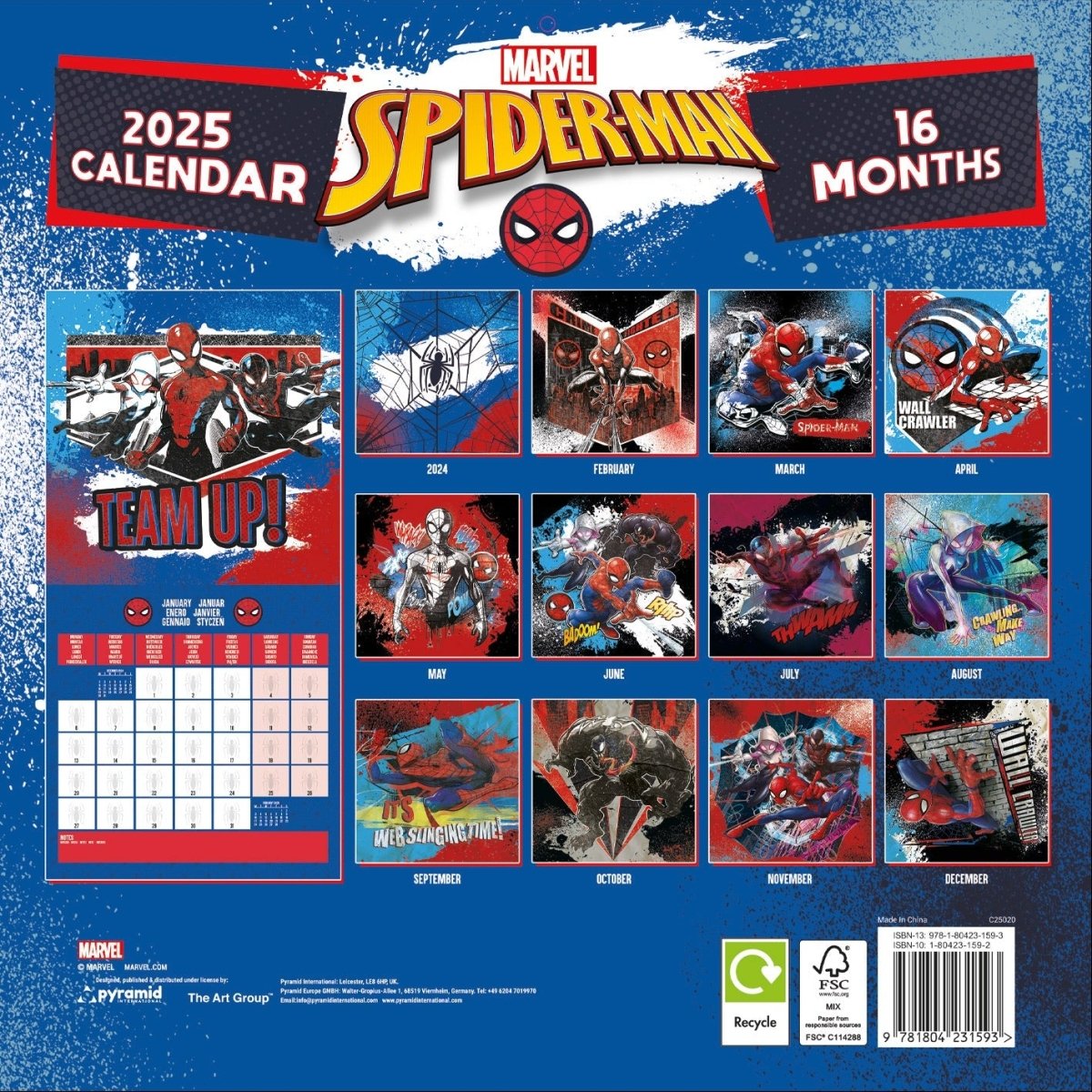 Spider - Man 2025 30X30 Square Calendar - Inspire Newquay