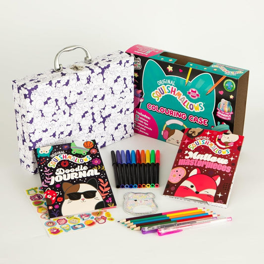 Squishmallows Colouring Case - 2 Books Plus 12 Pens, Pencils and Stickers - Inspire Newquay